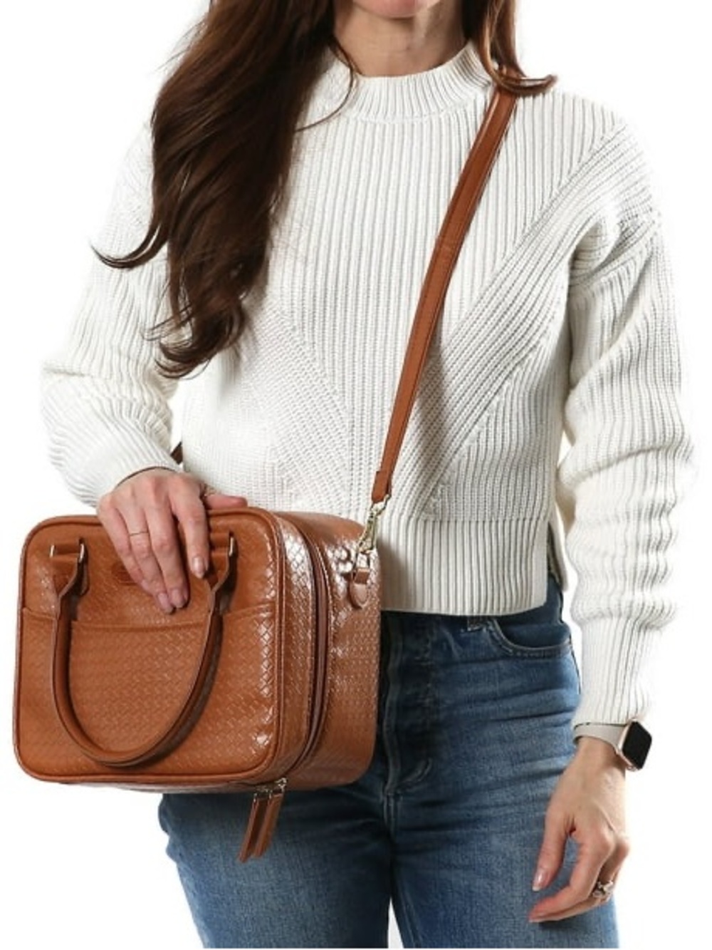 Veronica Jamison Arctic Zone Woven Faux Leather Insulated Lunch Tote Bag NWOT